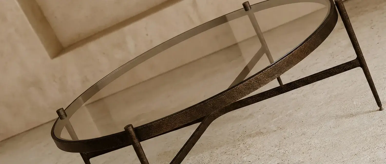 Glass tabletop furniture detail